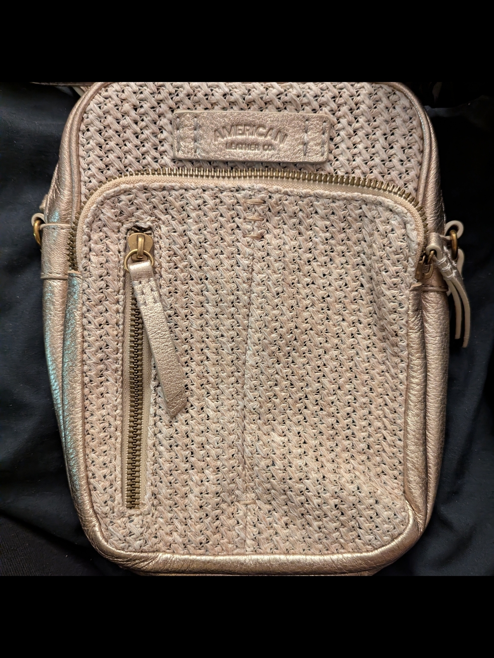 American Leather Co. Metallic Raffia Crossbody Bag